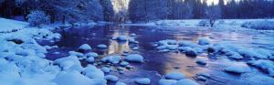 Merced River, snow, winter, Yosemite National Park, California, USA wallpaper thumb