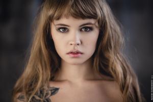 Anastasia Scheglova, Beautiful Woman, Flowers Tattoo, Portrait wallpaper thumb