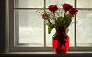 Roses Vase Window Flowers wallpaper thumb