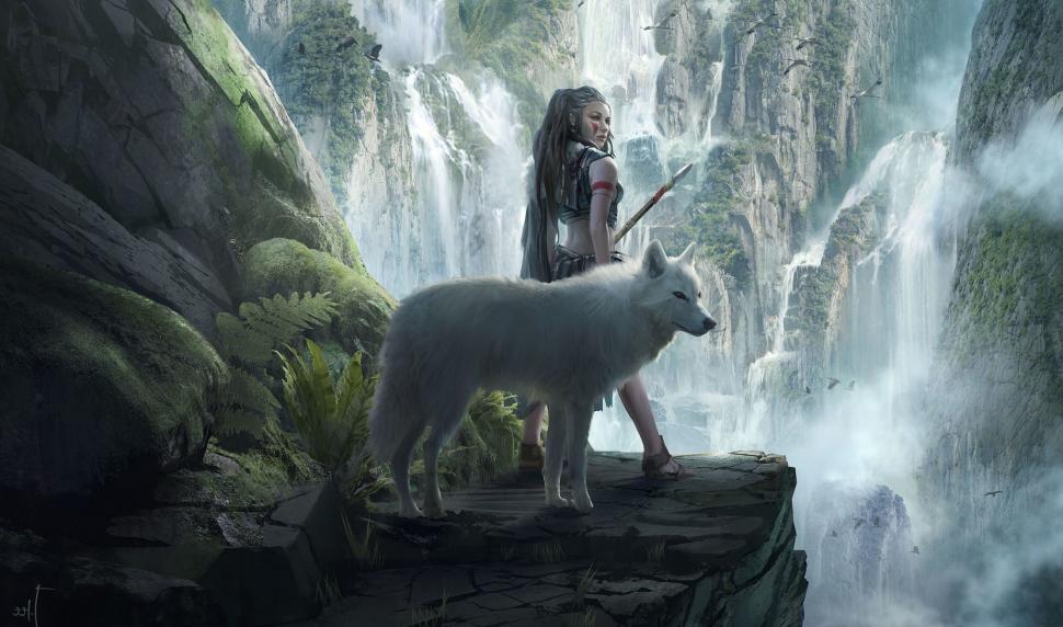 Fantasy, Wolf, Warrior, Cliff wallpaper,fantasy HD wallpaper,wolf HD wallpaper,warrior HD wallpaper,cliff HD wallpaper,2500x1475 wallpaper