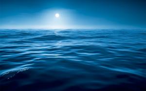 Night, water, sea, blue, moon wallpaper thumb