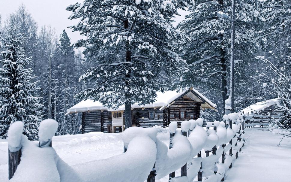 Cabin Trees Forest Snow Winter Fence HD wallpaper,nature HD wallpaper,trees HD wallpaper,snow HD wallpaper,forest HD wallpaper,winter HD wallpaper,fence HD wallpaper,cabin HD wallpaper,2560x1600 wallpaper