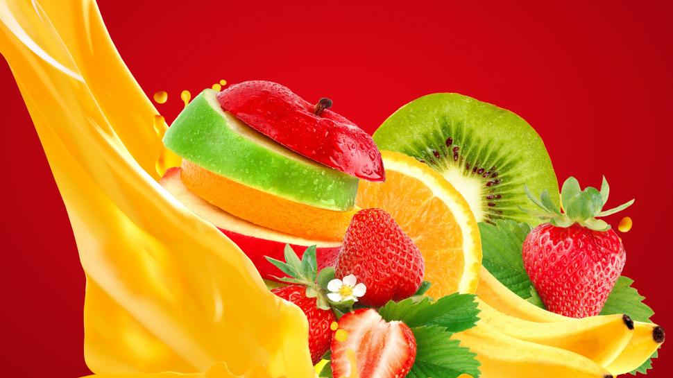 Fruits slices, apple, orange, kiwi, strawberry wallpaper,Fruits HD wallpaper,Slices HD wallpaper,Apple HD wallpaper,Orange HD wallpaper,Kiwi HD wallpaper,Strawberry HD wallpaper,3840x2160 wallpaper