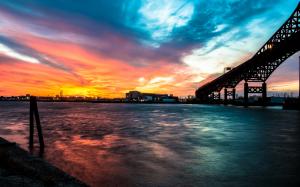 River Bridge Sunset HD wallpaper thumb