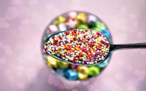 spoon, pills, plate, table, sweets wallpaper thumb