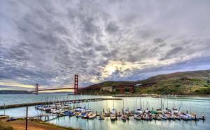 Sailboats, yachts, bay, clouds, San Francisco, USA wallpaper thumb