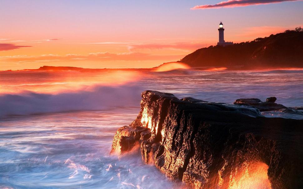 Coast Lighthouse Sunset wallpaper,beach HD wallpaper,nature HD wallpaper,coast HD wallpaper,lighthouse HD wallpaper,sunset HD wallpaper,1920x1200 wallpaper