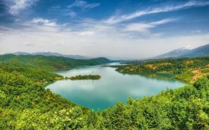 Debarsko Lake, Macedonia, forest, sky wallpaper thumb