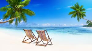 sea, nature, beach, summer, blue sky, palm tree, vacation wallpaper thumb
