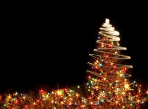 christmas tree, garlands, holiday, christmas, new year, black background wallpaper thumb