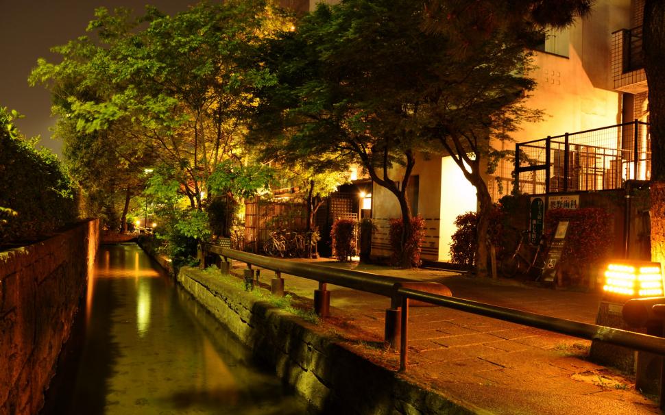 Canal Night Asian Building Lights Trees HD wallpaper,nature HD wallpaper,trees HD wallpaper,night HD wallpaper,lights HD wallpaper,building HD wallpaper,asian HD wallpaper,canal HD wallpaper,1920x1200 wallpaper