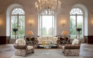 Castle style, living room, sofa, lights, interior design wallpaper thumb