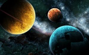 Different colors of the three planets wallpaper thumb