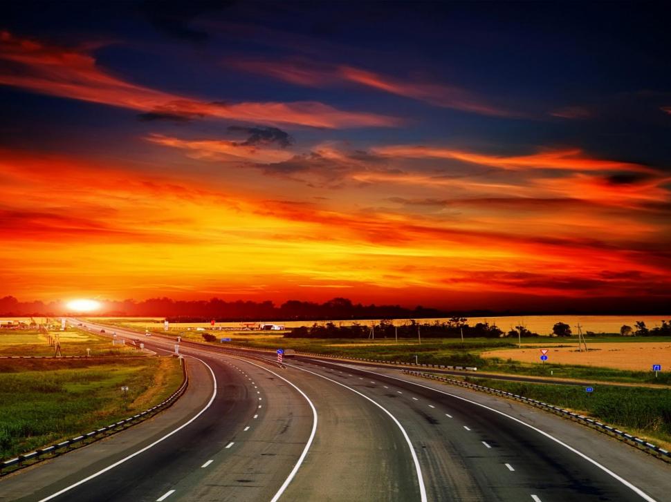 The Road To Beauty wallpaper,yellow HD wallpaper,orange HD wallpaper,travel HD wallpaper,grass HD wallpaper,green HD wallpaper,highway HD wallpaper,destination HD wallpaper,sunset HD wallpaper,road HD wallpaper,street HD wallpaper,clouds HD wallpaper,1920x1440 wallpaper