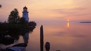 Cheboygan Lighthouse Michigan At Sunrise wallpaper thumb
