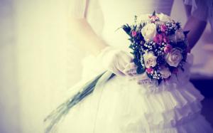 bride, bouquet, flowers, gloves, wedding wallpaper thumb