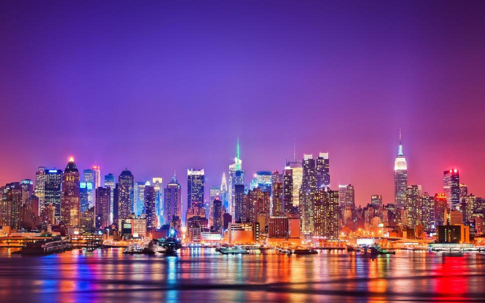 City of New York at night, skyscrapers, buildings, water, lights wallpaper,City HD wallpaper,New HD wallpaper,York HD wallpaper,Night HD wallpaper,Skyscrapers HD wallpaper,Buildings HD wallpaper,Water HD wallpaper,Lights HD wallpaper,2560x1600 wallpaper