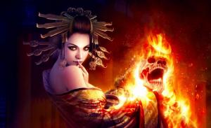 Fantasy, Woman, Skull, Fire, Burning wallpaper thumb