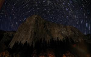 Mountain Stars Timelapse Trees Night HD wallpaper thumb