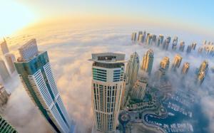 Dubai, city view, mist, skyscrapers wallpaper thumb