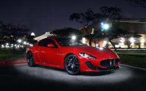 Maserati GT red supercar at night wallpaper thumb
