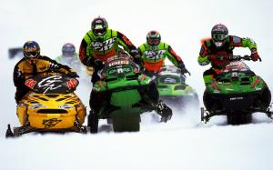 Snowmobile, sports, racing, thick snow wallpaper thumb