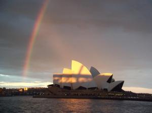 Beautiful Opera House With Rainbow wallpaper thumb
