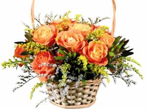 Basket Of Orange Roses wallpaper thumb