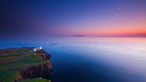 Lighthouse Ocean Sunset Coast HD wallpaper thumb
