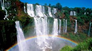 Waterfall Tropical Forest Rainbow HD wallpaper thumb
