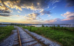 Railroads at sunset wallpaper thumb