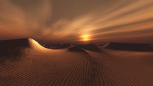 Desert Sunset Landscape CG HD wallpaper thumb