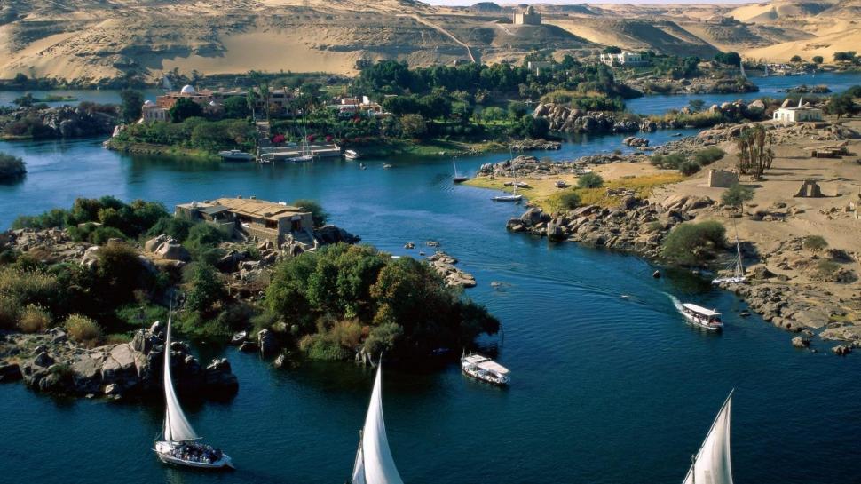 Beautiful Nile River Egypt wallpaper,houses HD wallpaper,river HD wallpaper,boats HD wallpaper,islands HD wallpaper,nature & landscapes HD wallpaper,1920x1080 wallpaper