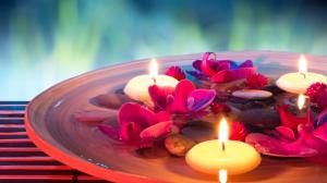 SPA themed, candles, flowers, stones, water wallpaper thumb