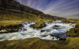 Iceland, stream, rocks, mountains wallpaper thumb