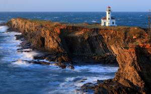 Cape Arago Lighthouse, beach, coast, cliffs, Pacific wallpaper thumb