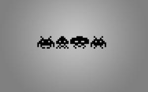 Space Invaders Gray Grey 8-Bit HD wallpaper thumb