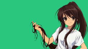 Anime Vectors, The Melancholy of Haruhi Suzumiya, Suzumiya Haruhi, Green Background wallpaper thumb