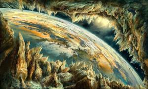 Paintings outer space planets earth rocks artwork art wallpaper thumb
