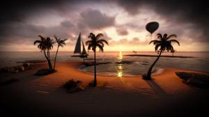 Tropical CG Beach Sunset HD wallpaper thumb