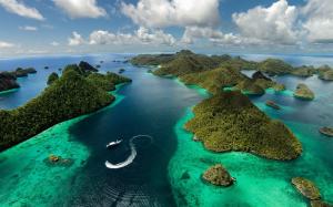Indonesia, Island, Aerial View, Raja Ampat, Landscape, Sea, Clouds, Nature wallpaper thumb