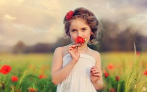Child, beautiful girl, flowers wallpaper thumb