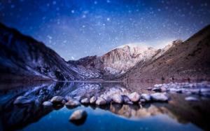 Convict Lake, Sierra Nevada, California, USA, night, mountains, stars wallpaper thumb