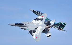 Mitsubishi F-15DJ fighters, flight, sky wallpaper thumb