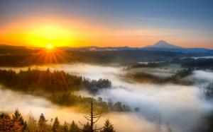 Morning mist mountain sunrise wallpaper thumb