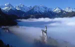 German landscape, castle in the clouds wallpaper thumb