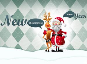 santa claus, reindeer, hugs, holiday, christmas, new year, inscription wallpaper thumb