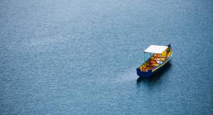 sea, water, blue, ocean, boat, lonely, water surface wallpaper thumb
