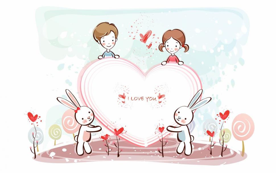 Cute Love, Heart, Rabbits, Boy And Girl wallpaper,cute love HD wallpaper,heart HD wallpaper,rabbits HD wallpaper,boy and girl HD wallpaper,1920x1200 wallpaper
