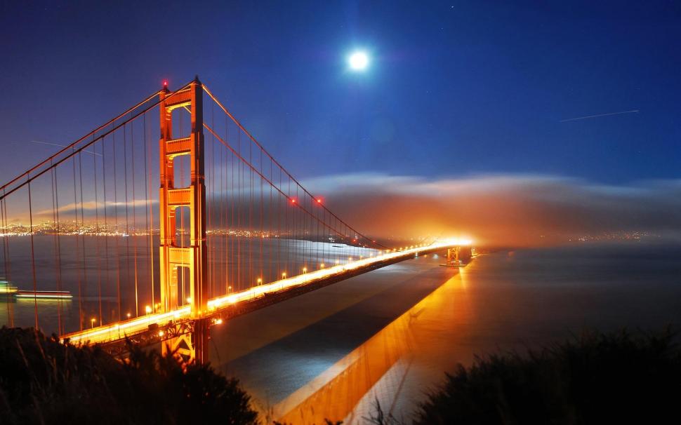 San Francisco Bridge Night Lights wallpaper,night HD wallpaper,bridge HD wallpaper,francisco HD wallpaper,lights HD wallpaper,travel & world HD wallpaper,1920x1200 wallpaper